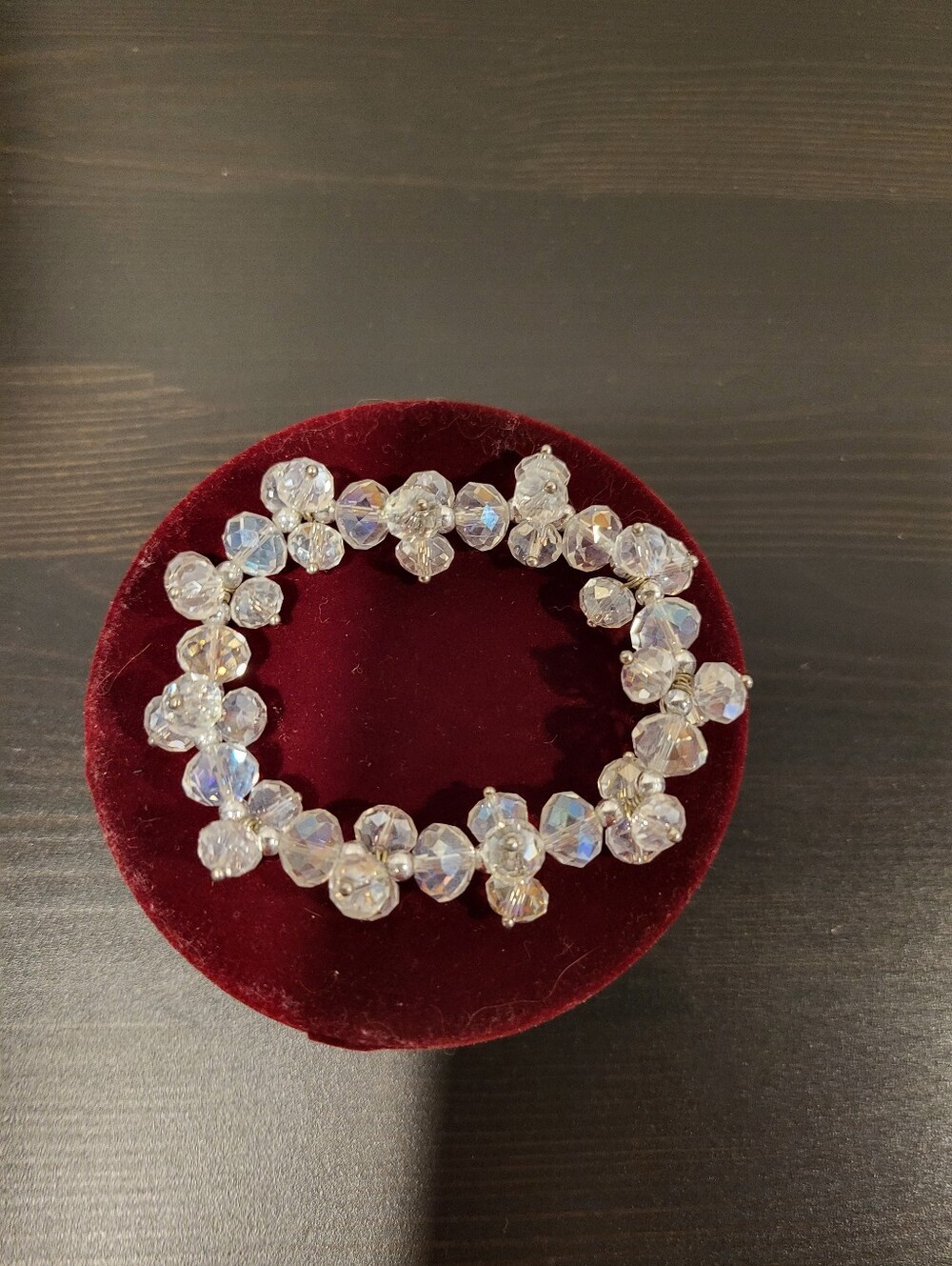 Crystal Beaded Stretch Bracelet - Clear Crystal